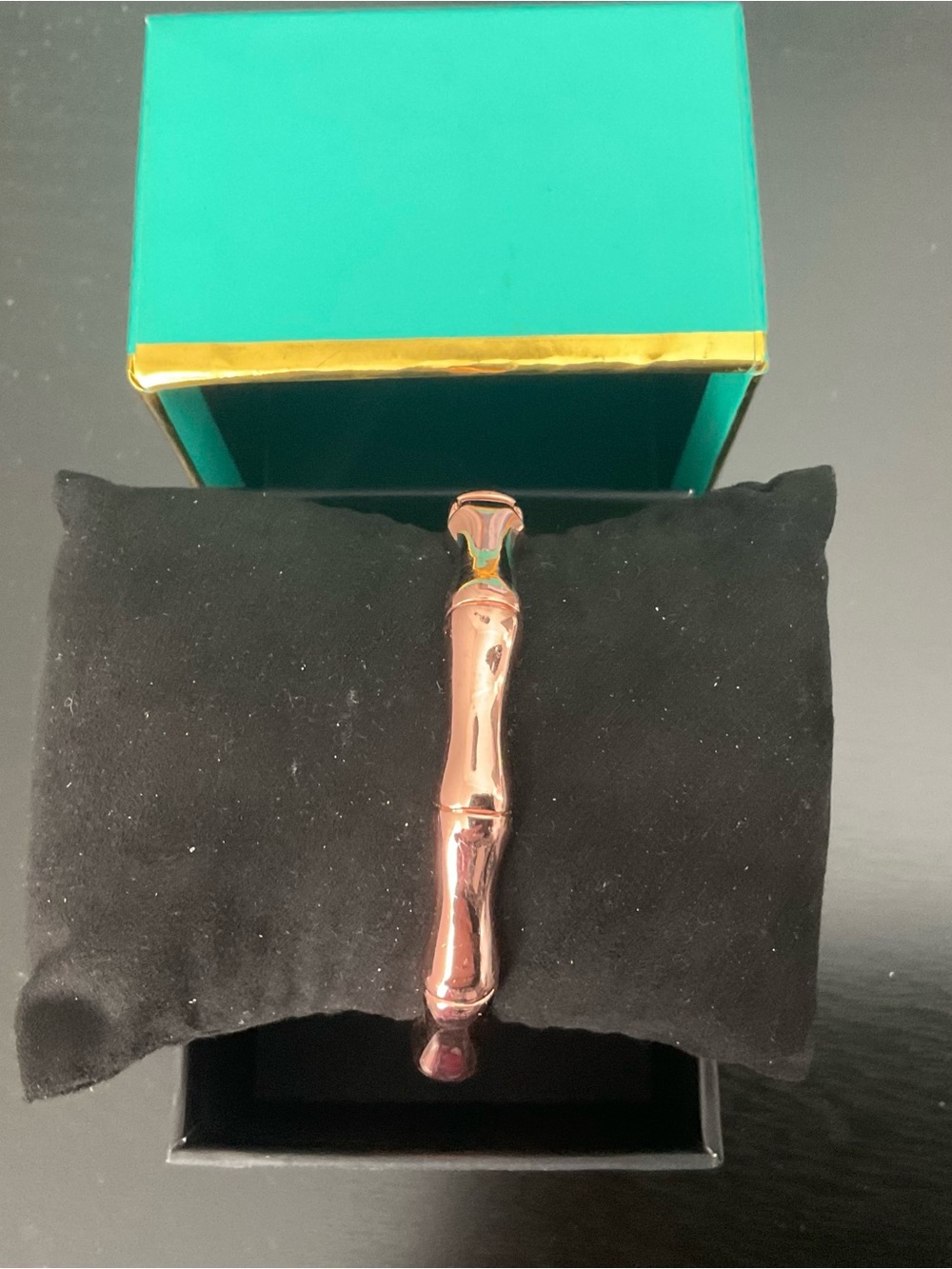 Rustic Cuff Rose Gold Tone Magnetic Closure Bamboo Bangle Bracelet With Box